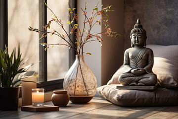 Peaceful Indoor Meditation Corner with Calming Decor