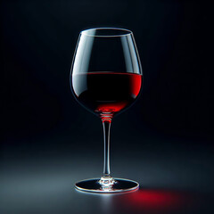 Wine glass on black background with side light. Professional photo concept. AI generated