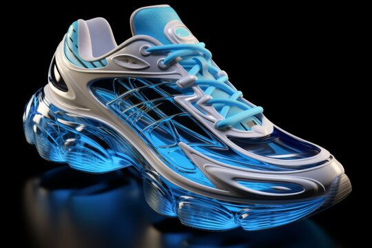 sneakers with a transparent sole, on an isolated transparent background, Generative AI
