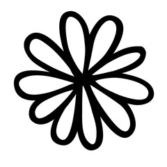 Flower doodle hand drawn with black line, png isolated on transparent background - obrazy, fototapety, plakaty