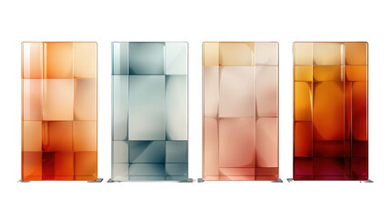 Set of Room Divider Screens Isolated on Transparent or White Background, PNG