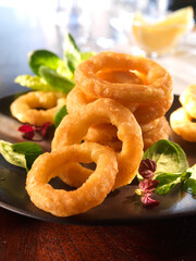 Calamares, Tintenfischringe, Ringe, frittiert, Backfisch, 