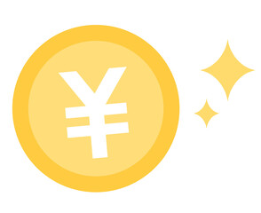 キラキラ輝く円マークのコイン