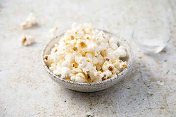 Homemade popcorn with sea salt