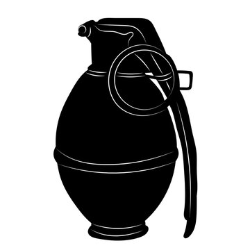 black grenade silhouette on white background clip art preview