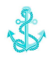 Nautical anchor with rope symbol. Graphic design for a t-shirt print, tattoo, logo. Png clipart...