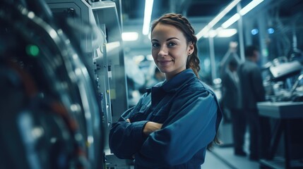 Young female worker in a factory