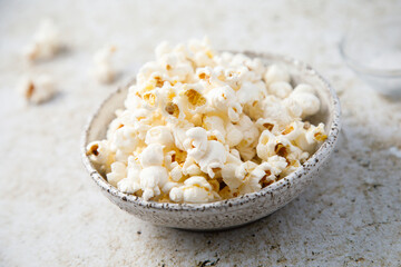 Homemade popcorn with sea salt