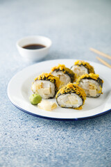 Homemade sushi rolls with tofu