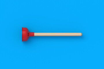 Toilet plunger. Plumber tool. Professional equipment. Cleaning service. Pipeline unclog. Top view. 3d render