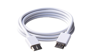 Wired Connection USB Cable isolated on a transparent background.