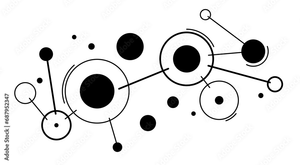 Poster abstract tech geometric vector background, connected circles technology network or science theme, di