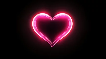 Poster Minimal pink glowing neon heart shape on black for Valentine's © Robert Kneschke