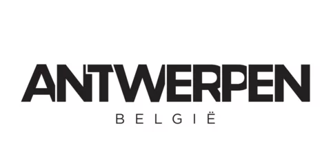 Crédence de cuisine en verre imprimé Anvers Antwerpen in the Belgium emblem. The design features a geometric style, vector illustration with bold typography in a modern font. The graphic slogan lettering.