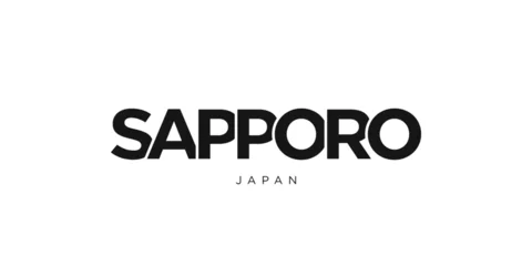Gartenposter Sapporo in the Japan emblem. The design features a geometric style, vector illustration with bold typography in a modern font. The graphic slogan lettering. © SolaruS