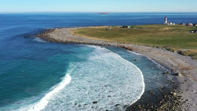 Beautiful overview picture of Alned beach. The island is located just outside &Aring;lesund and has beautiful and rugged nature, with occasional harsh weather, but this day was absolutely beautiful