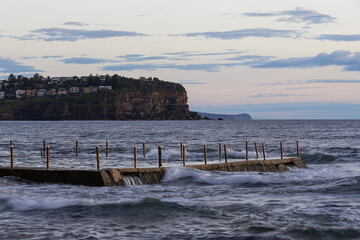 Newport rock pool view in the morning, Sydney, Australia.