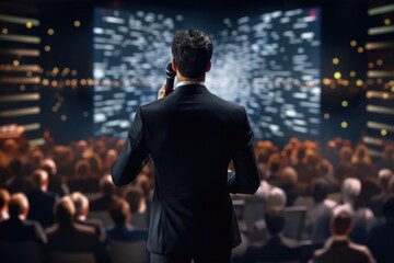 Fototapeta premium A man in a suit talking on a cell phone. Suitable for business, communication, and technology concepts