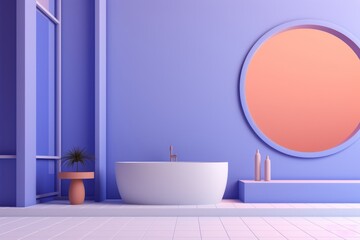 Fototapeta premium 3D an vanity counter with ceramic washbasin and modern style faucet in a bathroom