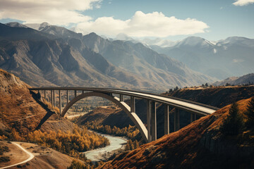 Obraz premium Sky Bridges Spanning Majestic Mountains