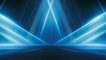 blue neon spotlight light panoramic abstract background ai generated image