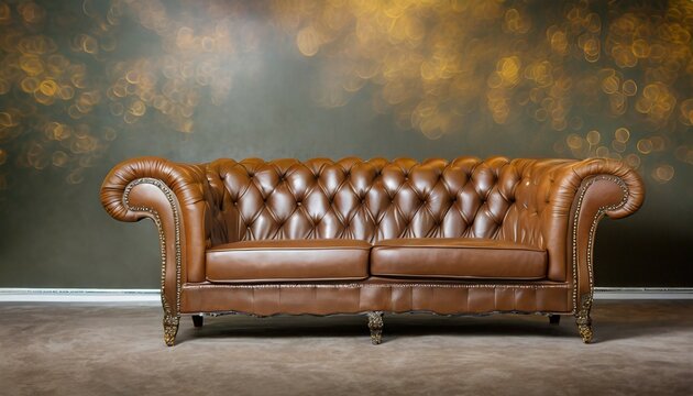 brown leather chesterfield sofa on a background generative ai