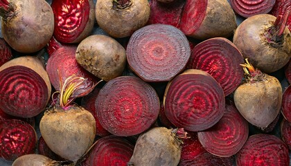 cut beets as background backdrop for design - obrazy, fototapety, plakaty