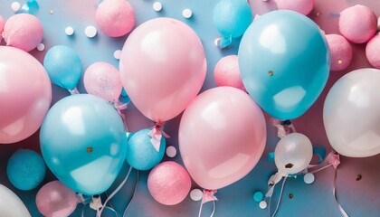 festive sweet pink and blue balloons background banner celebration theme