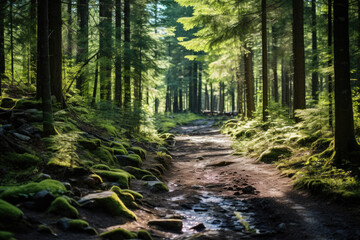 Obraz premium Tranquil Forest Bathing Retreat Amidst Serene Trees