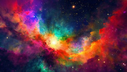 abstract illustration colorful space galaxy cloud nebula stary night cosmos universe science astronomy supernova background wallpaper contrasting heaven and hell concept art - obrazy, fototapety, plakaty