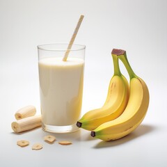 Naklejka premium banana smoothie on white background