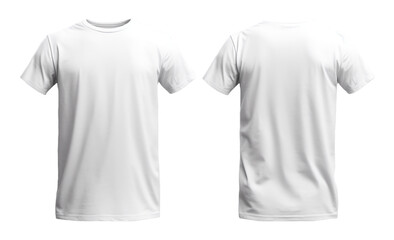 white t-shirt mockup front and back view, isolated on transparent background, generated ai