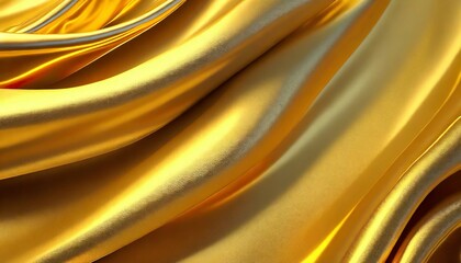 3d render beautiful folds of golden silk in full screen like a beautiful clean fabric background like gold foil simple soft background with smooth folds like waves on a liquid surface