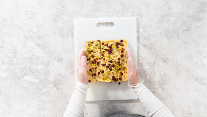 Cranberry pistachio fudge