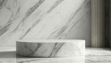 luxury white marble background wall for product placement display modern minimal interior design with trendy neutral aesthetic for beauty cosmetics scene