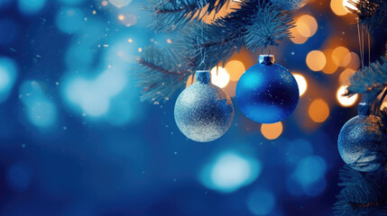 Obraz na płótnie Canvas Christmas tree branch with decorations and baubles