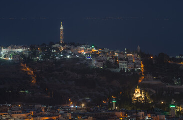 Jerusalem, Tower of Russian Holy ascension convent on Mount of Olives at night