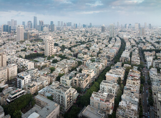 Fototapeta premium Tel Aviv city top view. Dizengoff street