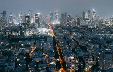 Night Tel Aviv top skyline