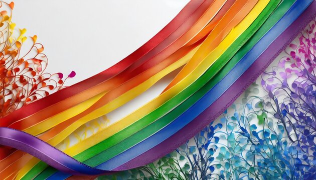 colorful rainbow ribbon border design lgbt colourful corner design on white background gay pride design curly waving ribbon or banner with flag of lgbtq pride border
