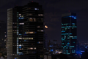 Full moon over night Tel Aviv