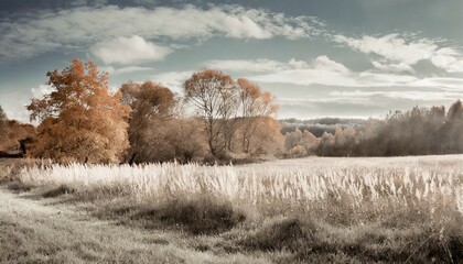 generative ai autumn aesthetic landscape panorama muted neutral colors