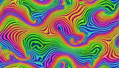 seamless psychedelic rainbow ridged topological map pattern background texture trippy hippy...