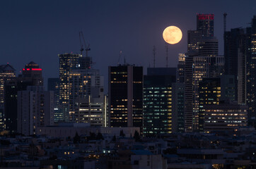 Full Moon in night Tel Aviv