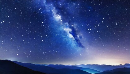 night starry sky and bright blue galaxy vertical background