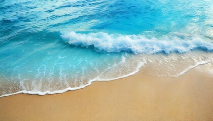 soft blue ocean wave on clean sandy beach background