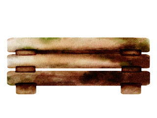 Watercolor Wooden Fence illustration
