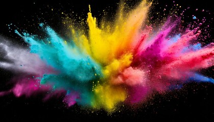 colorful background of pastel powder explosion multi colored dust splash on black background painted holi