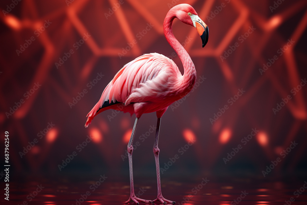 Aufkleber a dynamic illustration featuring a cubic flamingo, its slender neck and elegant pose captured throug