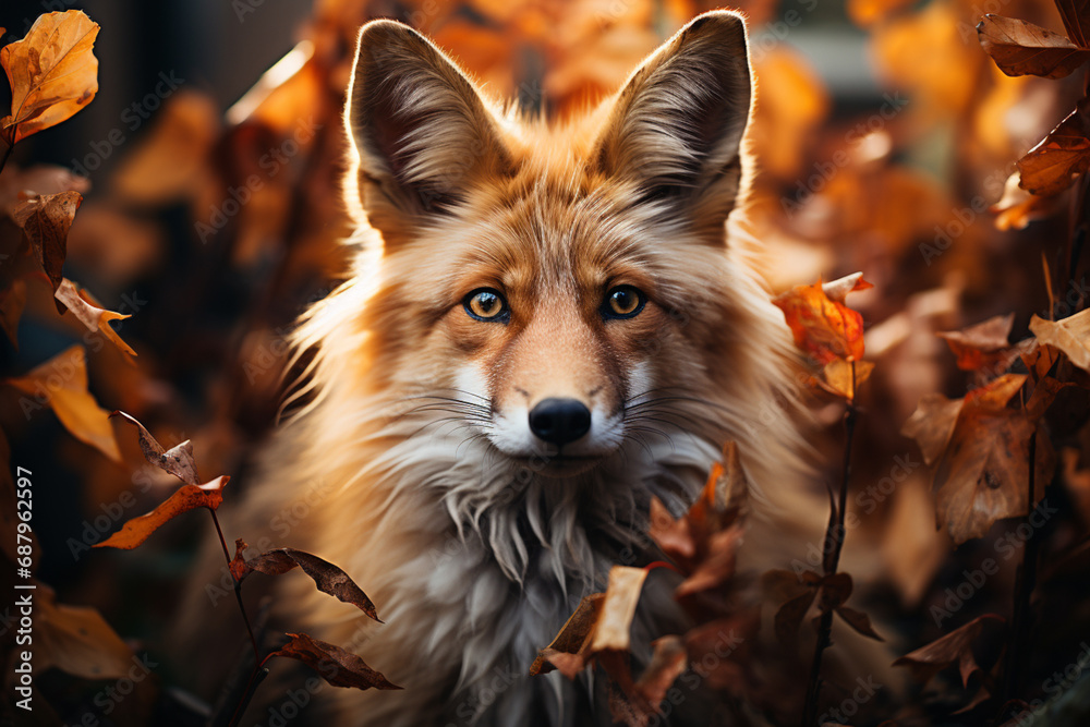 Poster A charming cubic fox, its bushy tail and alert expression transformed into a visually striking combination of angles and lines.